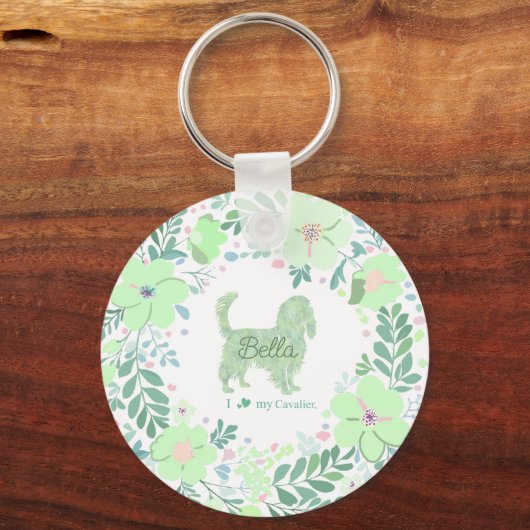 Mint Green Cavalier King Charles Spaniel Custom Sleutelhanger (Voorkant)