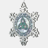 Mint Green Celtic Trinity Knot Kerstversiering Tin Sneeuwvlok Ornament (Rechts)