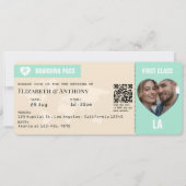 Mint Green & Champagne Boarding Pass Wedding Kaart (Voorkant)