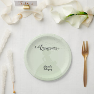 Mint Green Charro Silhouette Quinceanera Papieren Bordje