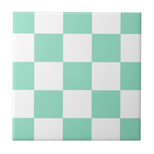 Mint Green Checkerboard Tegeltje (Voorkant)