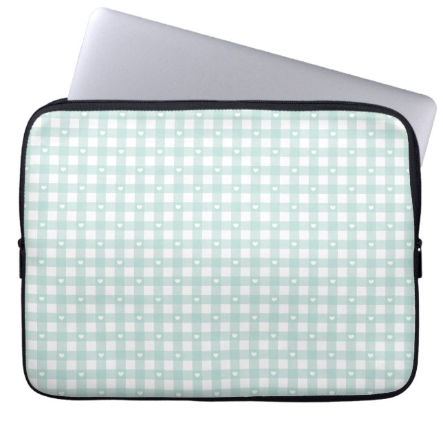 Mint Green Checks Laptop Sleeve (Voorkant)