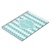 Mint Green Chevron Aangepaste Spiral NoteBooks Notitieboek (Linkerzijde)
