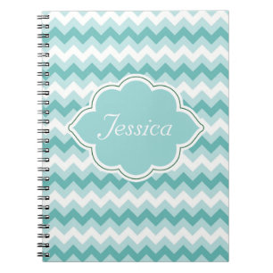 Mint Green Chevron Aangepaste Spiral NoteBooks Notitieboek