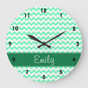 Mint Green Chevron Grote Klok