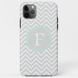 Mint Green Chevron Monogram iPhone 11 Pro Max Hoesje
