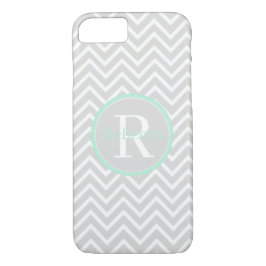Mint Green Chevron Monogram daar iPhone 8/7 Hoesje