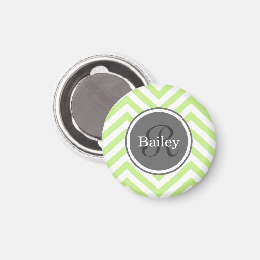 Mint Green Chevron Monogram Magneet (Voorkant / Achterkant)