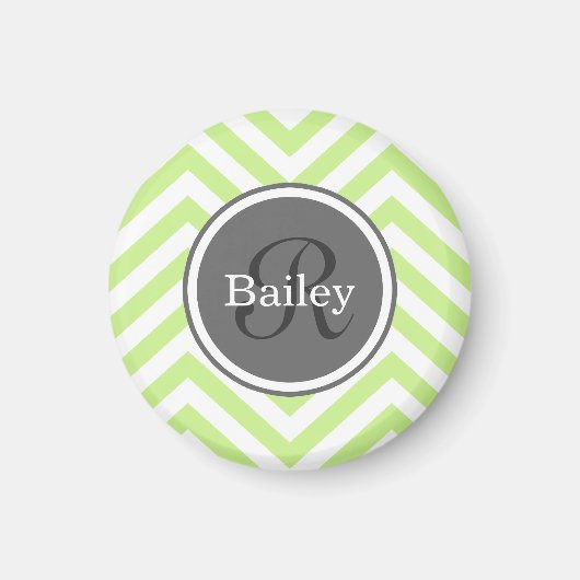 Mint Green Chevron Monogram Magneet (Voorkant)