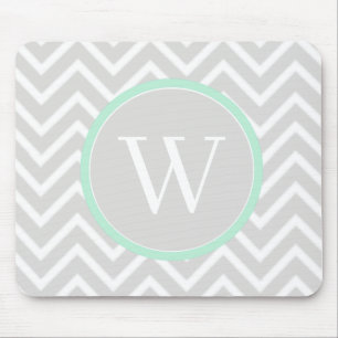 Mint Green Chevron Monogram Muismat