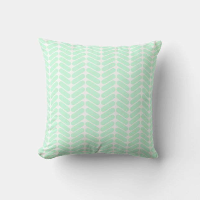 Mint Green Chevron Pattern, zoals Knitting. Kussen (Voorkant)