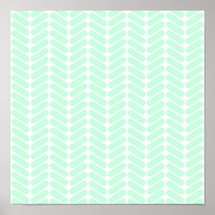 Mint Green Chevron Pattern, zoals Knitting. Poster