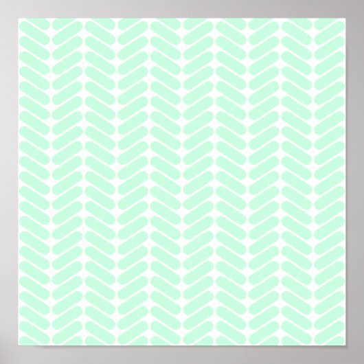 Mint Green Chevron Pattern, zoals Knitting. Poster (Voorkant)