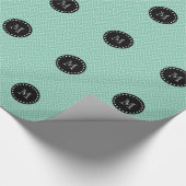 Mint Green Chevron Pattern | Zwart monogram Cadeaupapier (Hoek)