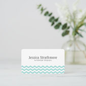 Mint Green Chevron Stripes Pattern Visitekaartje (Staand voorkant)