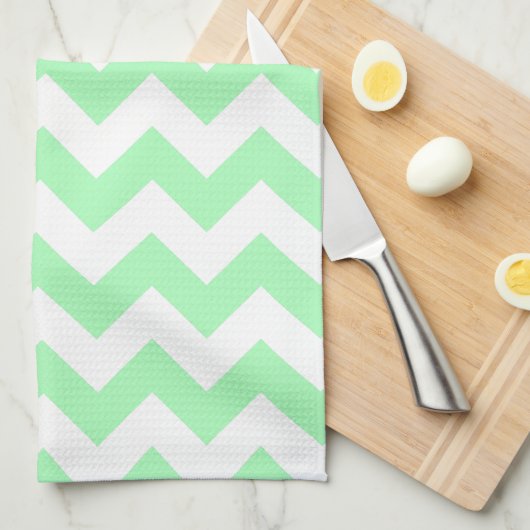 Mint Green Chevron Theedoek (Quarter Fold)
