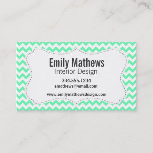 Mint Green Chevron Visitekaartje