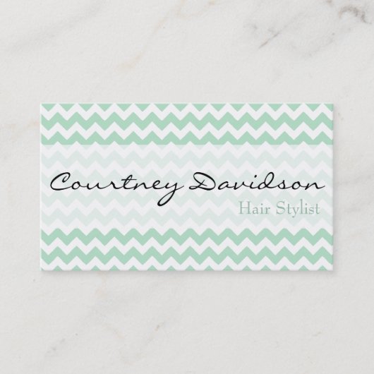 Mint Green Chevron Visitekaartjes (Voorkant)