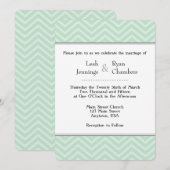 Mint Green Chevron Wedding Invitation Kaart (Voorkant / Achterkant)