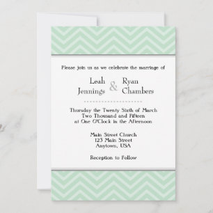 Mint Green Chevron Wedding Invitation Kaart