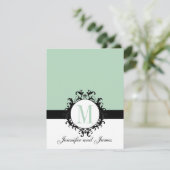 Mint Green Chic Monogram | Weddenschapskaart Kaart (Staand voorkant)