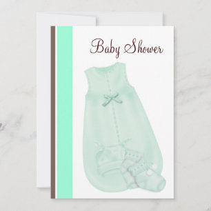 Mint Green Chocolate Brown Baby shower Kaart