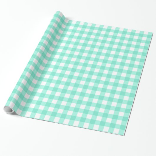 Mint Green Classic Gingham Checkered Pattern Cadeaupapier (Uitgerold)