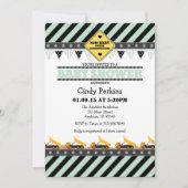 Mint Green Construction Baby shower Invitation Kaart (Voorkant)