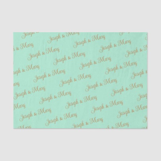Mint Green & Copper Script Spring Wedding  Tissuepapier (Voorkant)