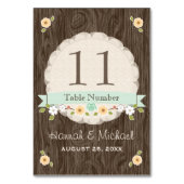 MINT GREEN COUNTRY CHARM TROUWTAFEL NUMMER KAART (Voorkant)