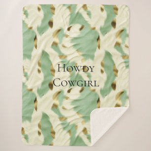 Mint Green Cream Gold Koeienhuid Sherpa Deken
