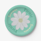 Mint Green Daisy Summer Picnic Aangepaste papieren Bordje (Voorkant)