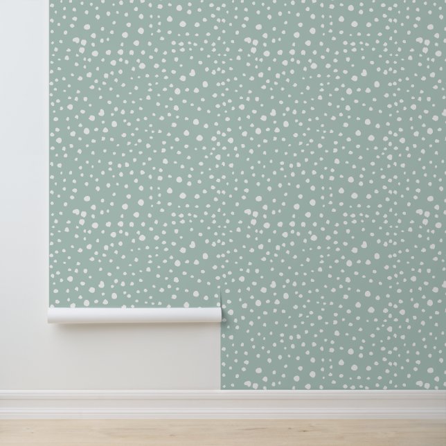 Mint Green Dalmatian Spots, Dalmatiaanse Stippen,  Behang (Applicatie)