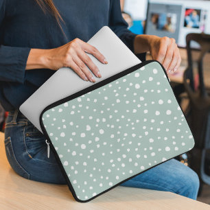 Mint Green Dalmatian Spots, Dalmatiaanse Stippen, Laptop Sleeve