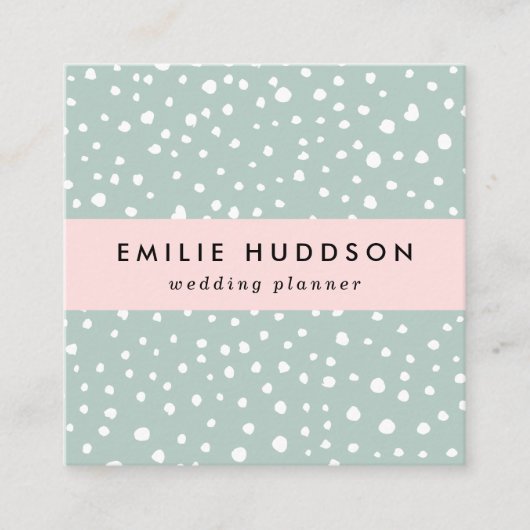 Mint Green Dalmatian Spots, Dalmatiaanse Stippen, Vierkante Visitekaartje (Voorkant)