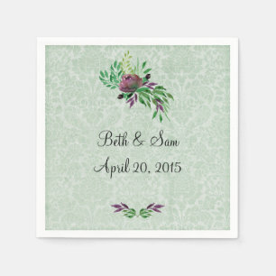 Mint Green Damask Cocktail Paper servetten