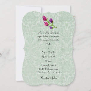 Mint Green Damask Custom 5" x 7" Invitations