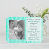 Mint Green Damask Foto bruiloft uitnodigingen (Staand voorkant)