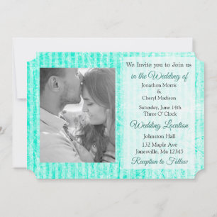 Mint Green Damask Foto bruiloft uitnodigingen