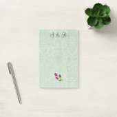 Mint Green Damask Initialen Post-it® notes 4 x 6 (Kantoor)