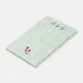Mint Green Damask Initialen Post-it® notes 4 x 6 (Schuin)