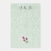 Mint Green Damask Initialen Post-it® notes 4 x 6 (Voorkant)