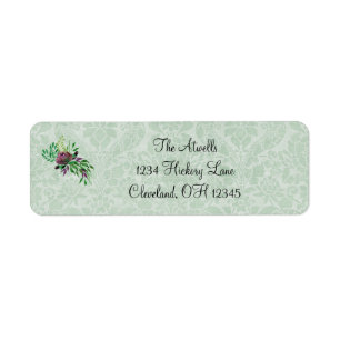 Mint Green Damask Retouradres Labels
