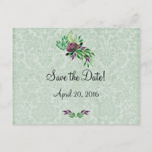 Mint Green Damask Save the Date Briefkaart