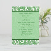 Mint Green Damask Wedding Invitation Kaart (Staand voorkant)