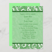 Mint Green Damask Wedding Invitation Kaart (Voorkant / Achterkant)
