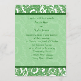 Mint Green Damask Wedding Invitation Kaart