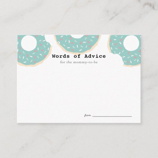 Mint Green Donut Baby shower Advies Kaarten (Voorkant)