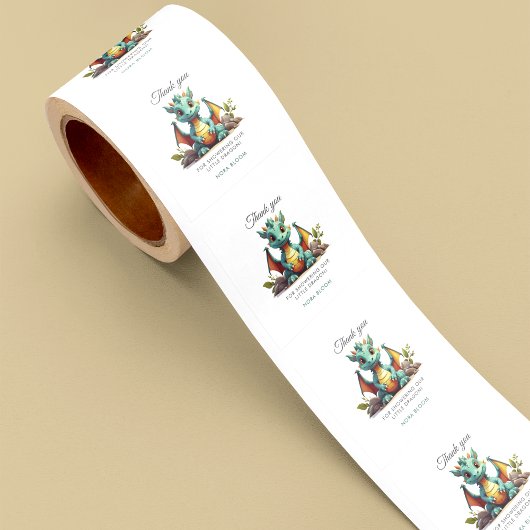 Mint Green Dragon Baby shower Bedankt Sticker