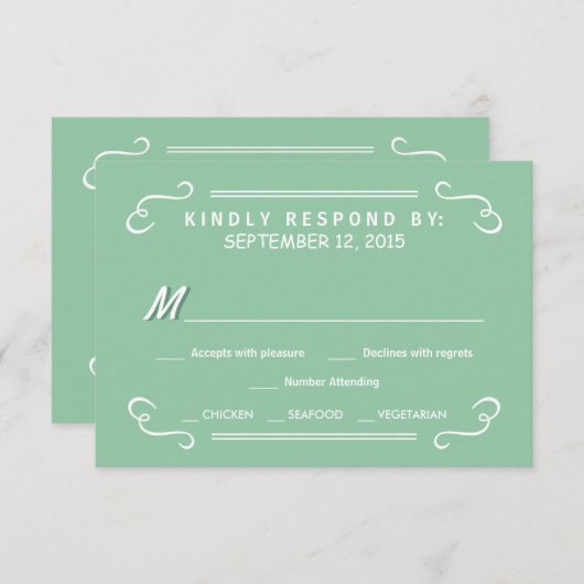 Mint Green Eat Drink & RSVP Rustic Wedding Reply (Voorkant / Achterkant)